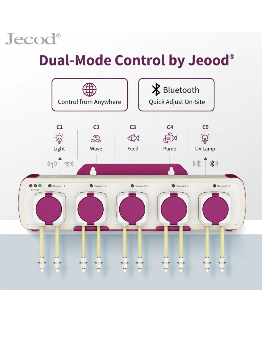 Slimme doseerpomp WiFi Bluetooth APP-besturing, Jebao Aqua Doser automatische peristaltische pomp voor aquarium, rif, koraalplanten, nauwkeurig doseren. - afbeelding 2