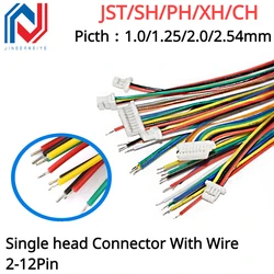 10Pcs/lot 1.0 1.25 2.0 2.54mm JST/PH/XH/CH 1.0MM 1.25MM 2.0MM 2.54MM Single head Connector With Wire 2P 3P 4P 5P 6P 7P 8-12 Pin
