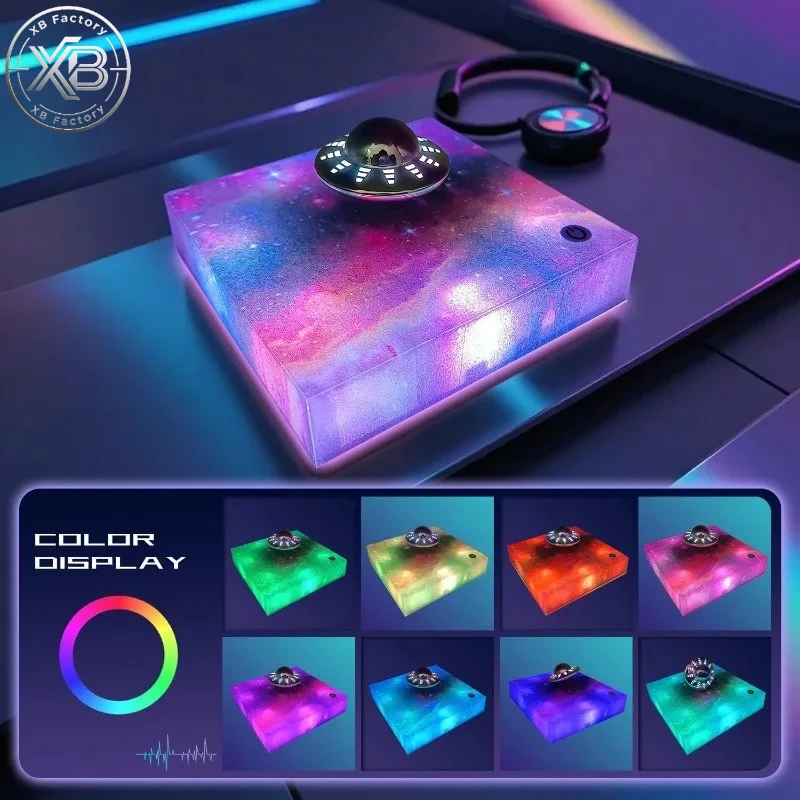 Levitating UFO Lamp Floating 360° Rotating Galaxy Light Display Cool Tech Gadgets Desk Decor for Office Home Gift for Men Girls