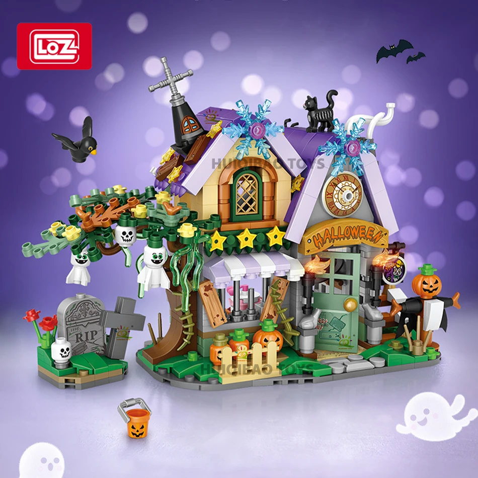 LOZ Halloween Mini Pumpkin House Micro Model Building Blocks City Kid DIY Pumpkin Carriage Set Bricks Toys for Children Gift