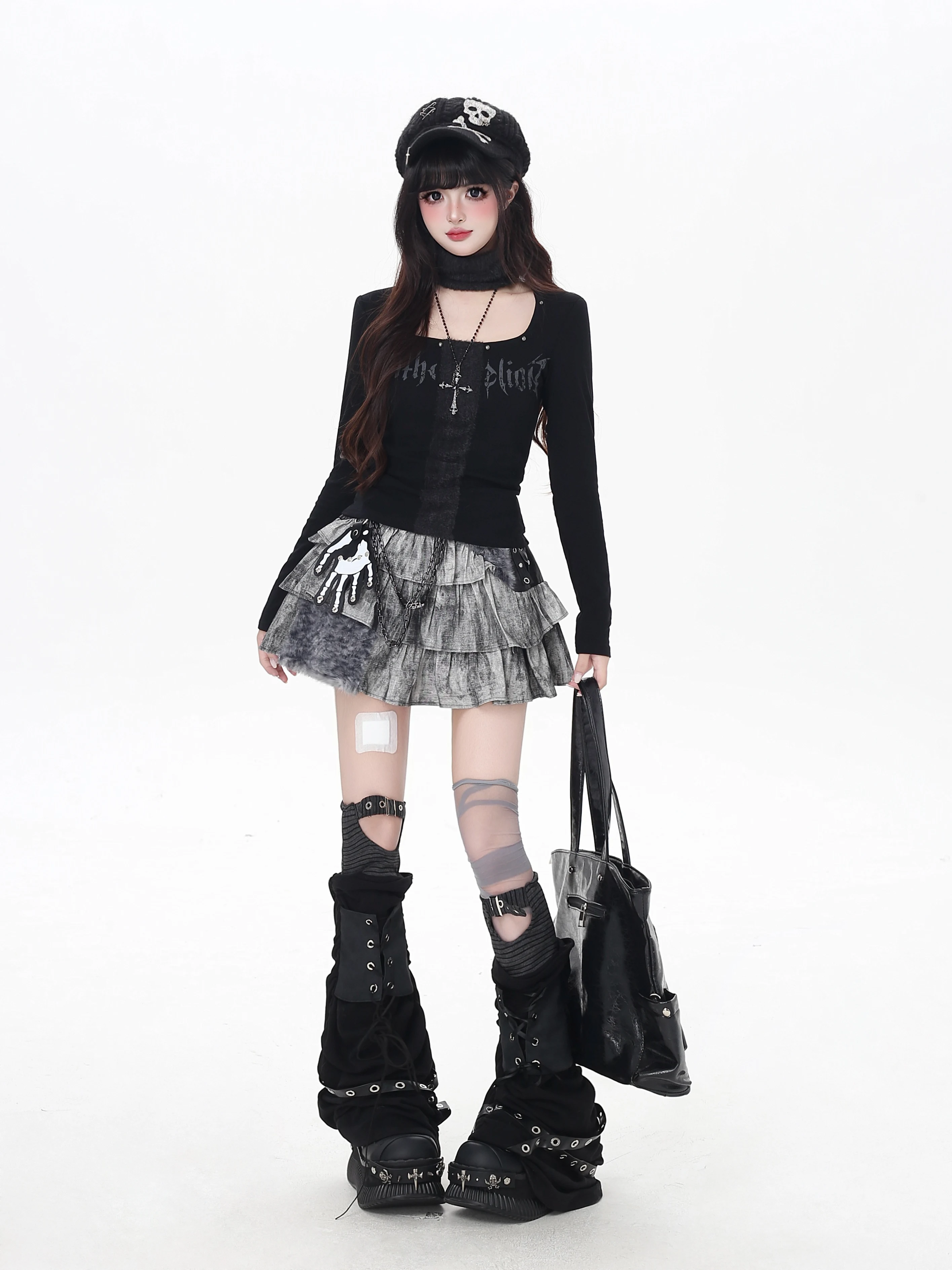 Style japonais Streetwear doux Cool Y2K Mini jupes en peluche Patchwork Punk fille taille haute plissée jupe courte pour les femmes automne