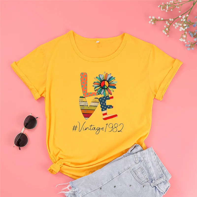40th Birthday Gift 1982 Vintage Vintage Birthday Gift for Women 100% cotton Short Sleeve Top Tees Streetwear Unisex goth kawaii