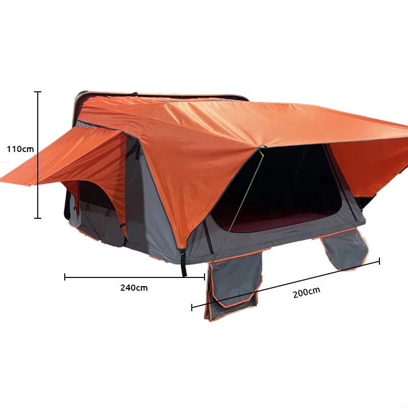 ABS Hardshell High quality aluminum alloy outdoor Double Layer Thickened  Car  Roof Tent Folding Side Flip automatic camping