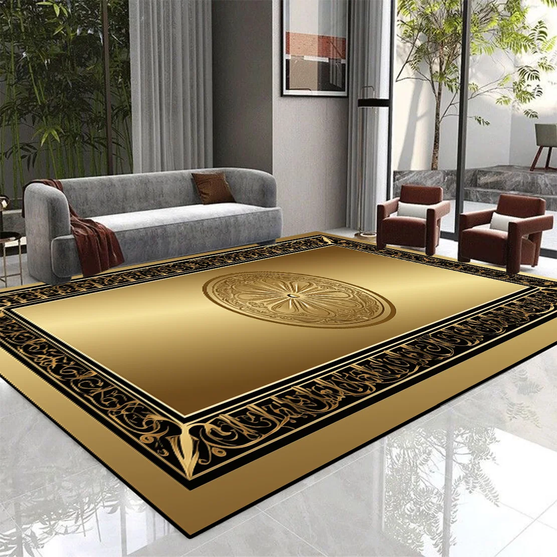 Carpet for Living Room Modern Luxury Golden Europe and America Villa Hall Lounge Bedroom Decor Rugs Home Non-slip Floor Door Mat