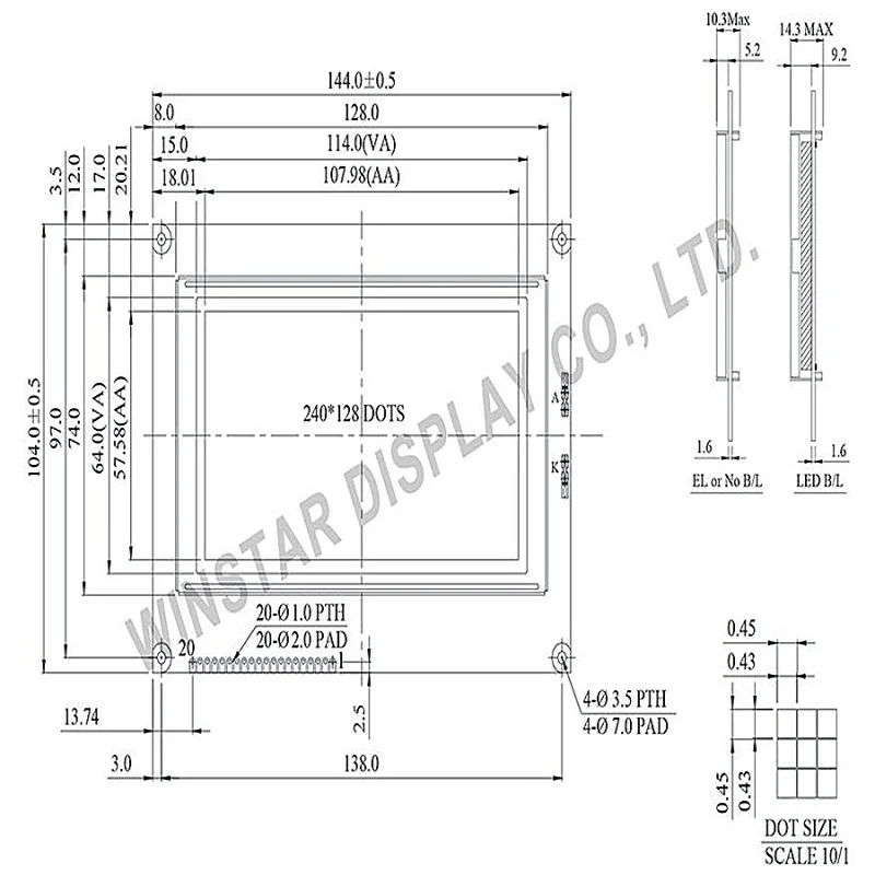 WG240128B with resistive touch screen WINSTAR 5V 240x128 screen backlight New And Original 1 pc/Lot