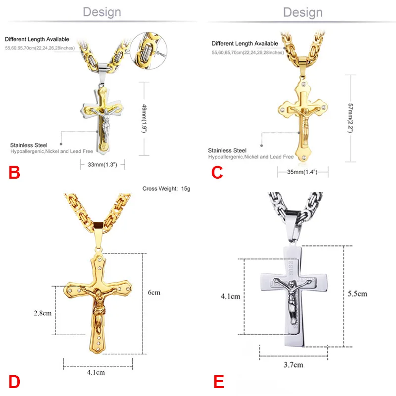 Orthodoxe Kreuz Anhänger Halsketten für Männer Edelstahl Katholischen Jesus Halskette Silber Farbe Byzantinische Ketten Männlichen Schmuck – Detail 4