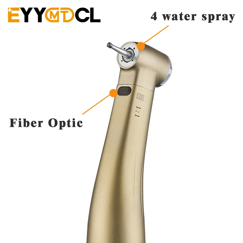 EYY Dental 1:1 kątnica światłowodowa LED niska prędkość rękojeść uchwyt przyciskowy niebieski pierścień wewnętrzna rękojeść natryskowa wody