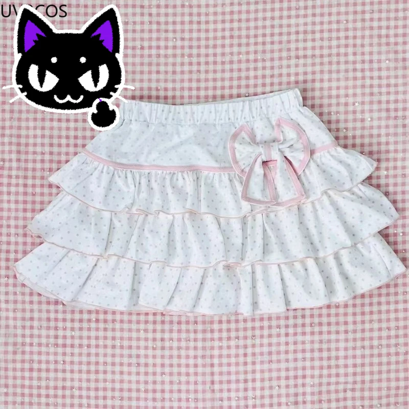 2025 misa hot sale Kawaii Lolita Style Cake Mini Skirts Japanese Women Sweet Polka Dot Print Bow Pleated Skirts A-Line Y2k Short