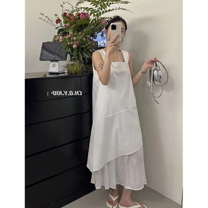 

plus Size Women's Summer Dress 300 Pounds Gradient Fish Tail Strapless Long Vest Dress Loose Fit Korean Style A-Line Skirt