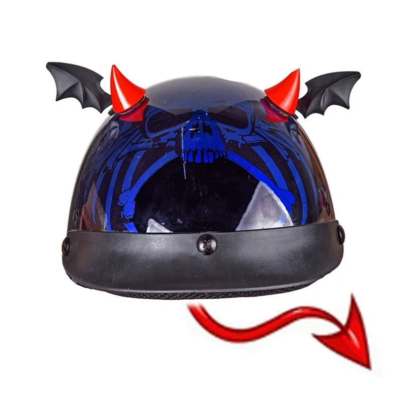 Autocollants de décoration pour casque de moto ou de vélo, cornes de diable courtes, accessoires décoratifs