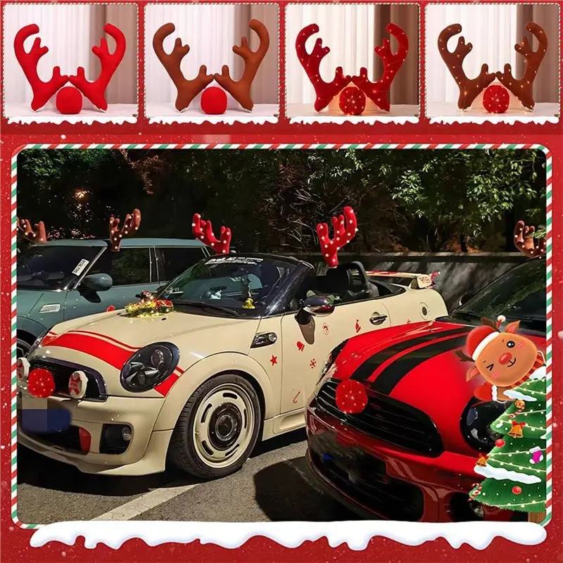 Christmas Antlers Lights String For Truck SUV Elk Vehicle Decoration Accessory Car Decor