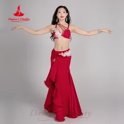BellyDance Costumes for Women's Senior AB Stones Bra+Sexy Fishtail Skirt 2pcs Adult Oriental Belly Dancing Competition Clothing