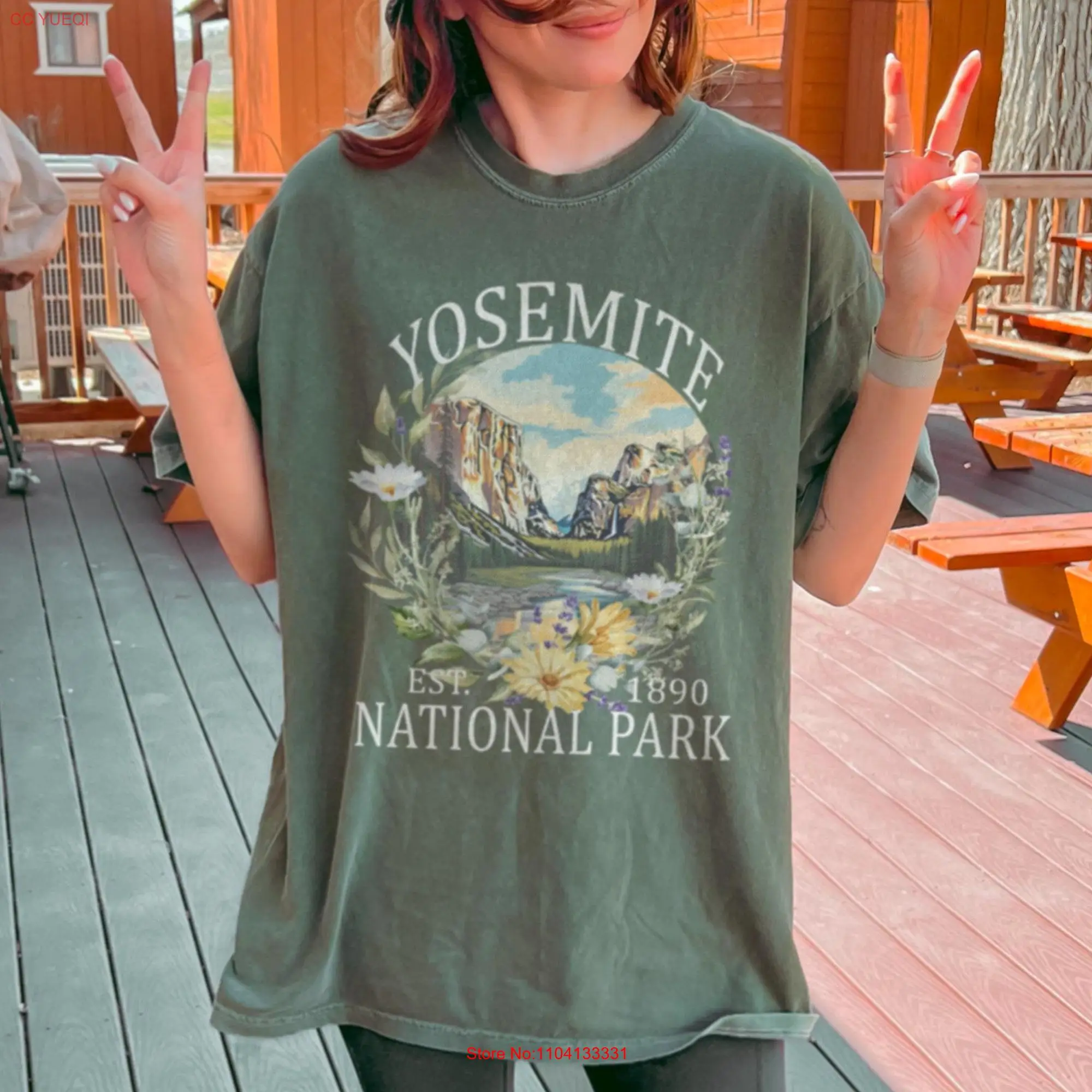 Yosemite T Shirt Cute Floral National Park Comfort Colors  long or short sleeves