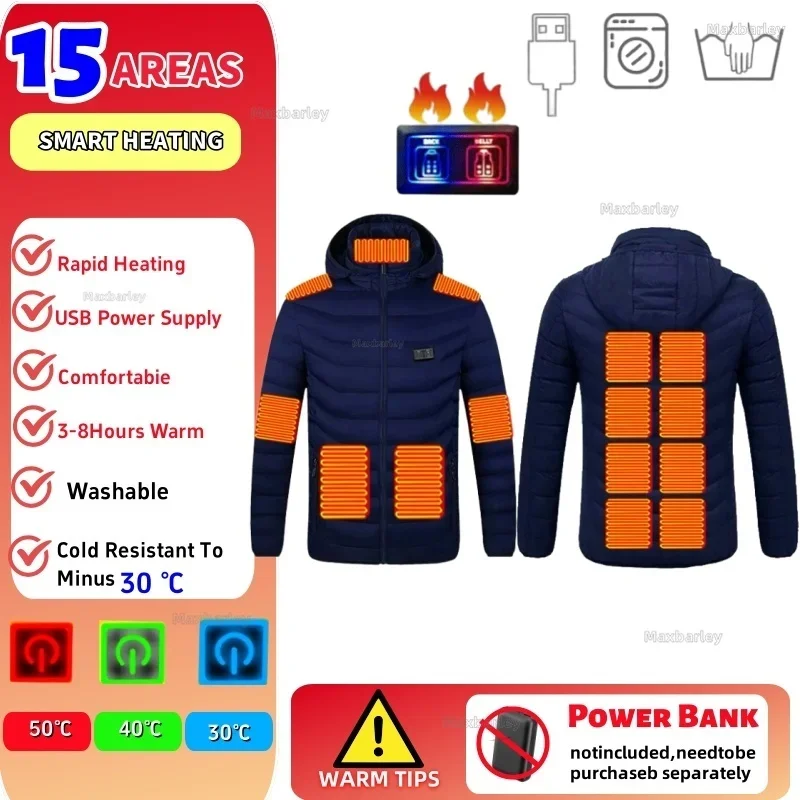 21 منطقة سترة ساخنة الرجال النساء الشتاء Usb التدفئة الكهربائية خفيفة الوزن سترات التدفئة الذكية الجديدة الثلوج مقاوم للماء أسفل معاطف