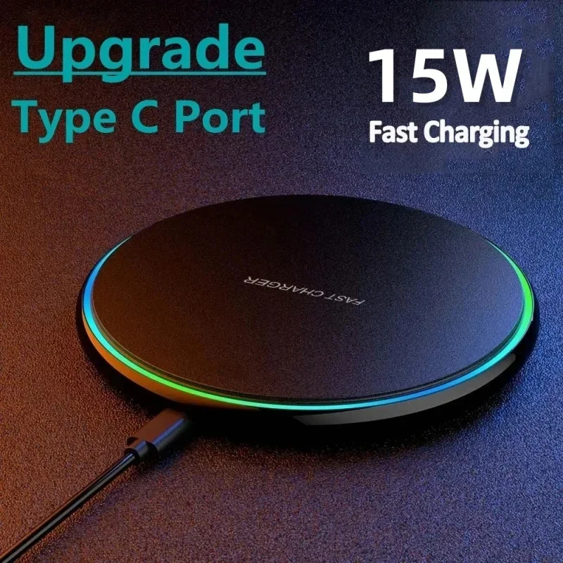 15W Wireless Charger Fast Charging Pad Dock Station For iPhone 15 14 X Pro Max Induction For Samsung S23 S22 Xiaomi Huawei oppo