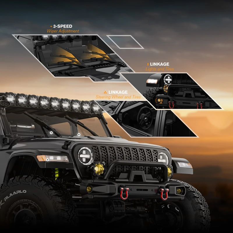 RLAARLO 1/7 JK07 PRO Brushed 4WD RTR RC Crawler Electric Remote Control Model Off Road Car Crawler Buggy for Adults Toys