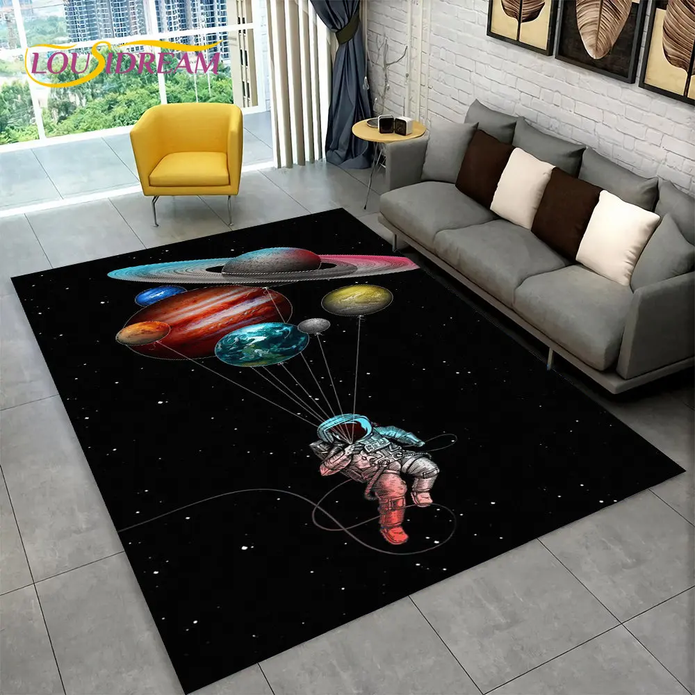 3D 우주 비행사 우주 만화 공간 깔개, 카펫 깔개, 집 거실 어린이 침실 소파 도어매트 장식, 어린이 미끄럼 방지 바닥 매트