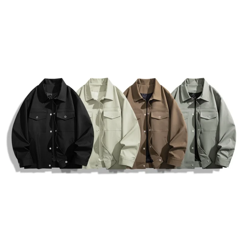 

Новая мода, повседневная американская рабочая одежда в стиле ретро, весенне-осенняя верхняя одежда с воротником-стойкой для подростков, Гонконгская верхняя одежда из полиэфирного волокна