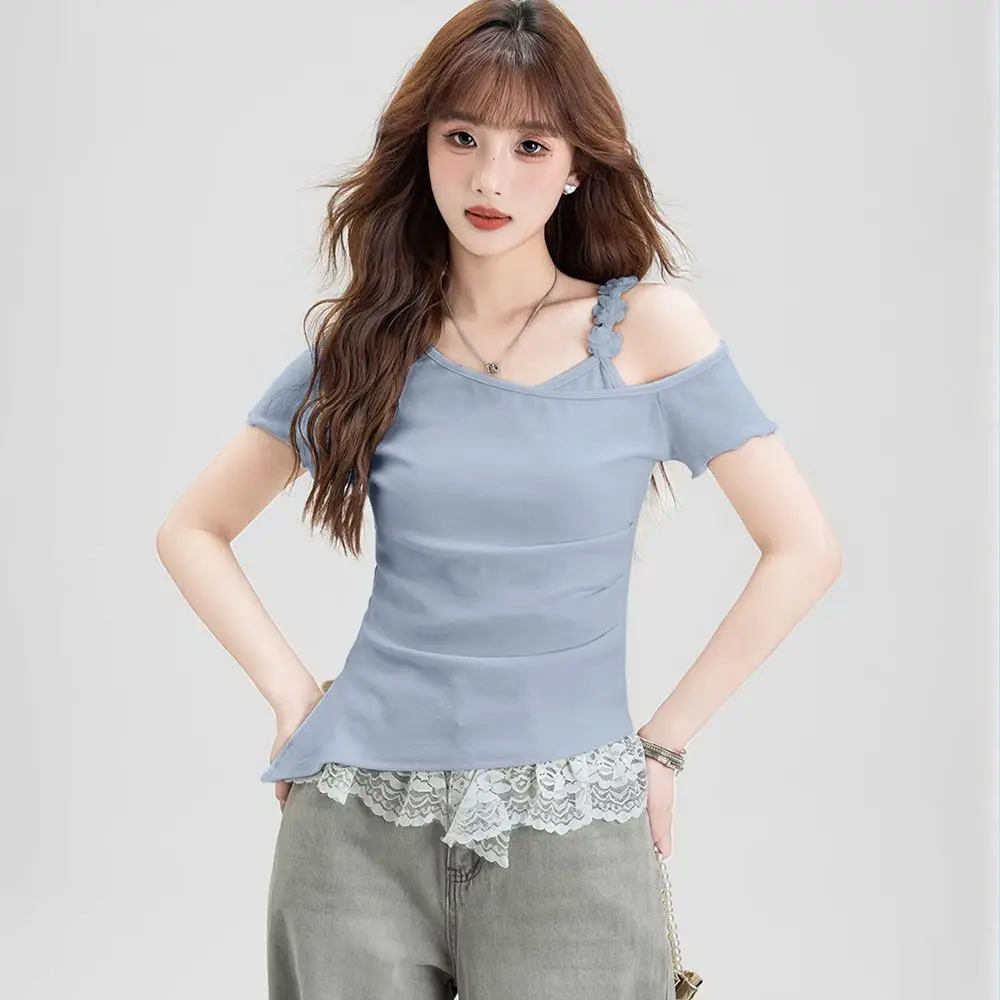 Short Sleeved Women's Belly Covering Internet Celebrity Trendy Street Style Women's Clothing Trendy Clothing