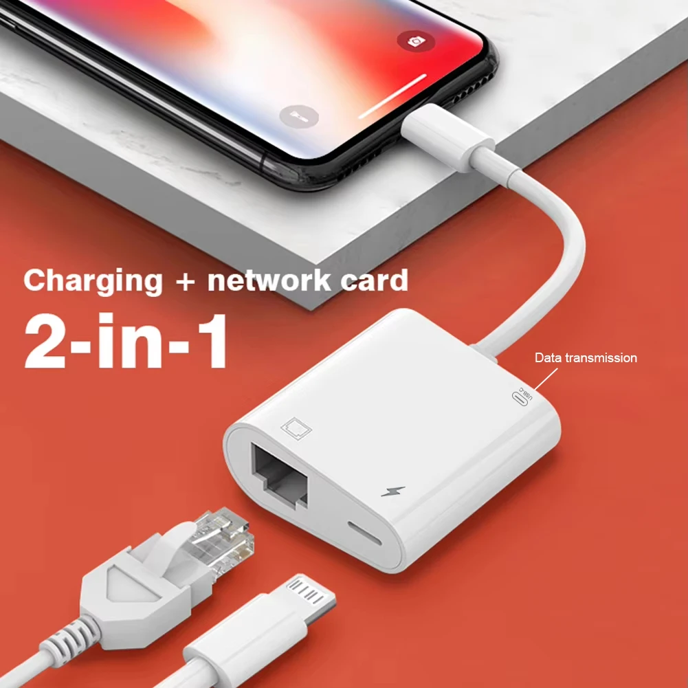 Byscoon lightning to RJ45 Ethernet OTG Adapter LAN Wired Network Cable/Hub With Charge Port for iPhone 14 13 12 11 Pro Max