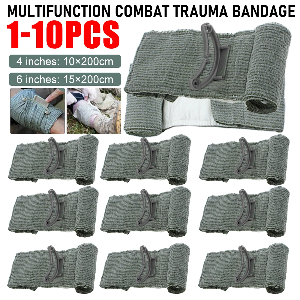 1-10PCS 4Inch 6Inch Medical Israeli Bandage Wound Dressing Emergency Israel Bandage Combat Tactical First Aid IFAK Trauma ﻿