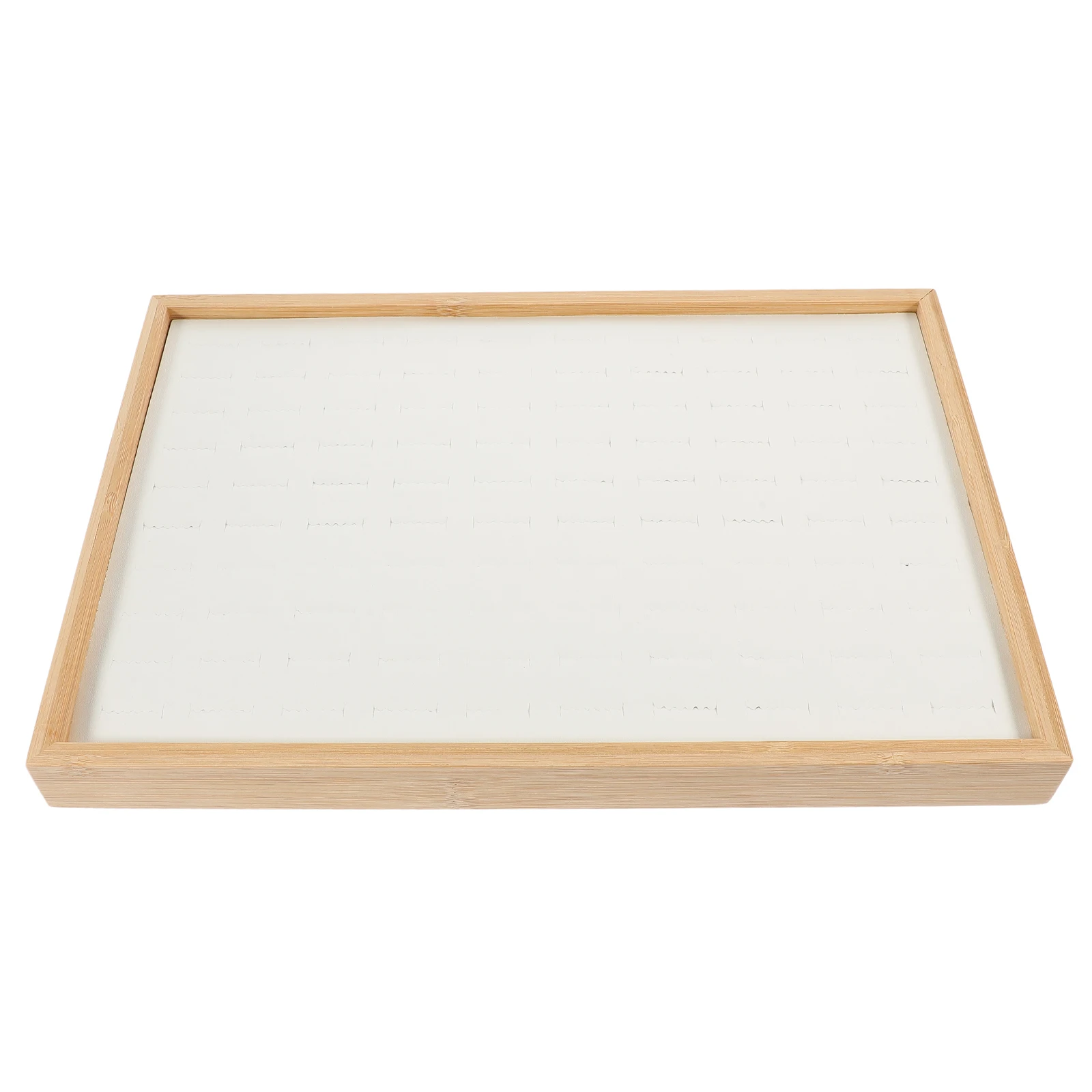

Bamboo Ring Tray Jewelry Organizer Stand Display Storage White Large Capacity MultiSlots Household Collecting Tools