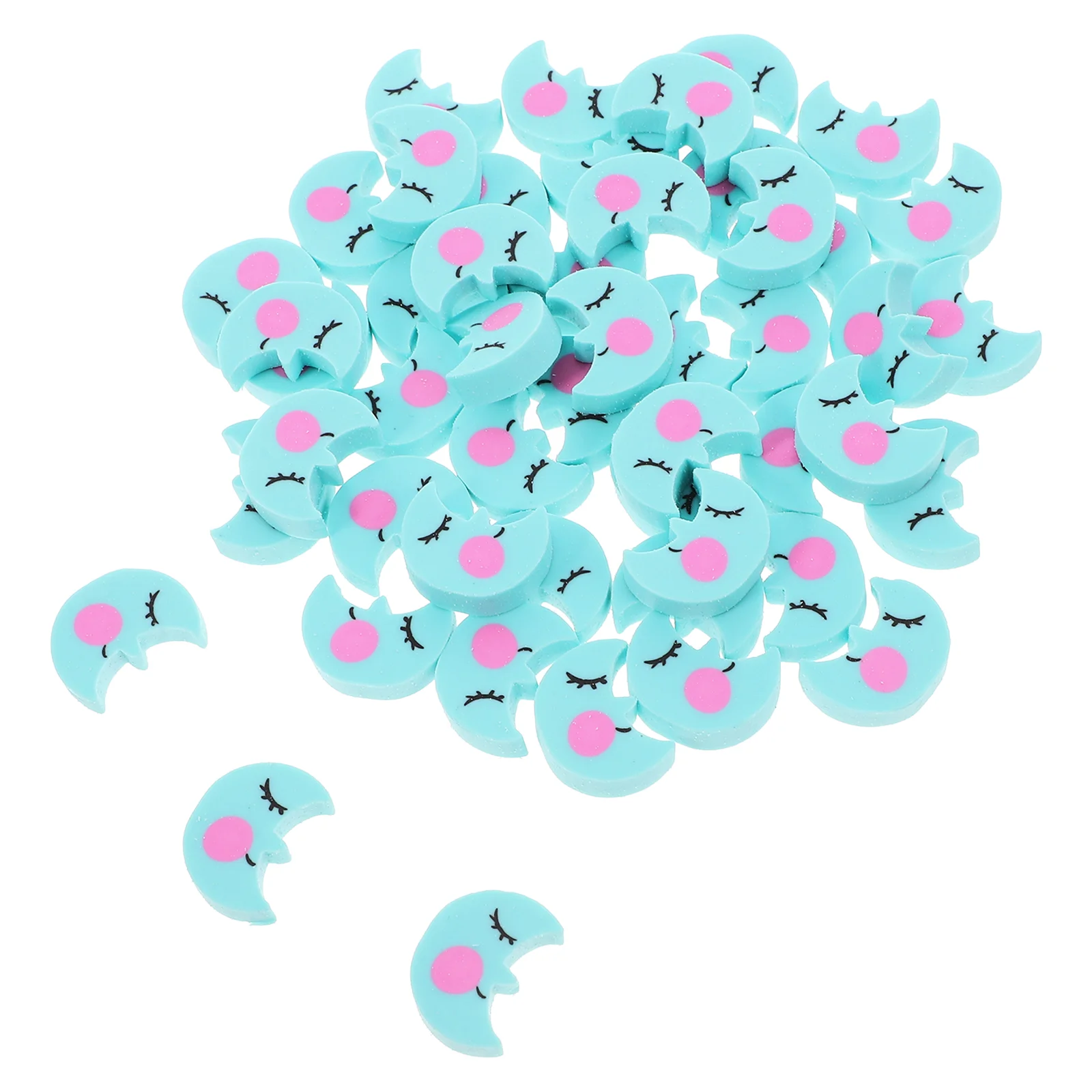 

50 Pcs Moon Eraser Erasers Small Girl Mini for Kids Bulk Novelty Cartoon Student