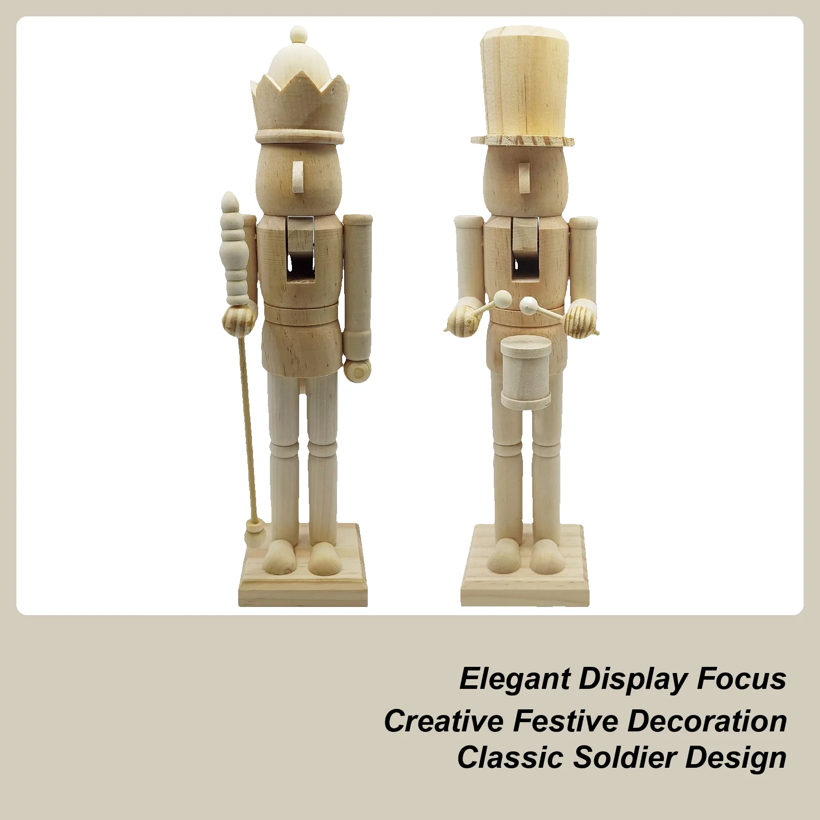 Nutcracker Ornaments 3D Carving Wooden Classic Figurine 38cm Christmas Wood Nutcracker Ornament For Holiday Party Kitchen Shelf