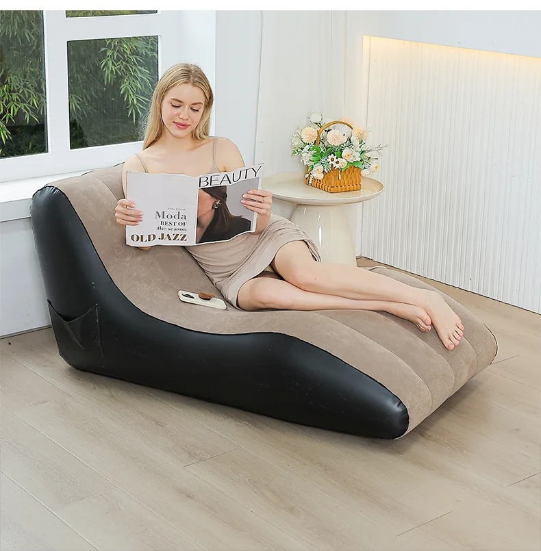Inflatable Deck Chair , Inflatable Lounger Beach Air Sofa Chair Lazy Lounge Sofa for Indoor Living Room Bedroom, Outdoor Travel image 6
