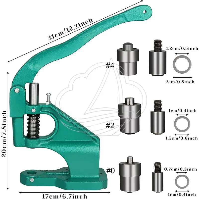Manual Grommet Hand Press Machine, Eyelet Punch Install Tool Kit