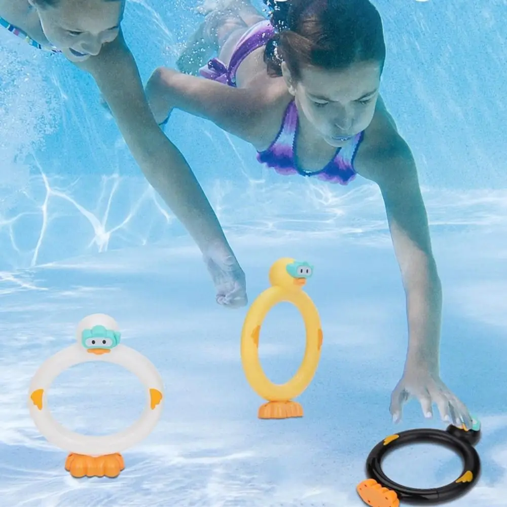3pcs/set Handheld Duck Water Ring Game Pool Games Easy To Fill Duck Dive Sticks Cartoon Plastic Pool Diving Toy Boys Girls