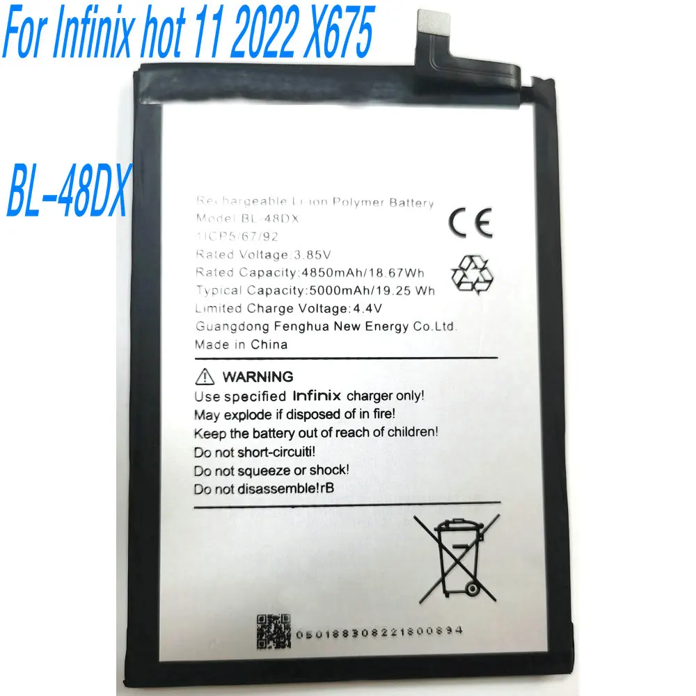 

3.85V 19.25Wh BL-48DX High Quality Battery For Infinix hot 11 2022 X675 Mobile Phone