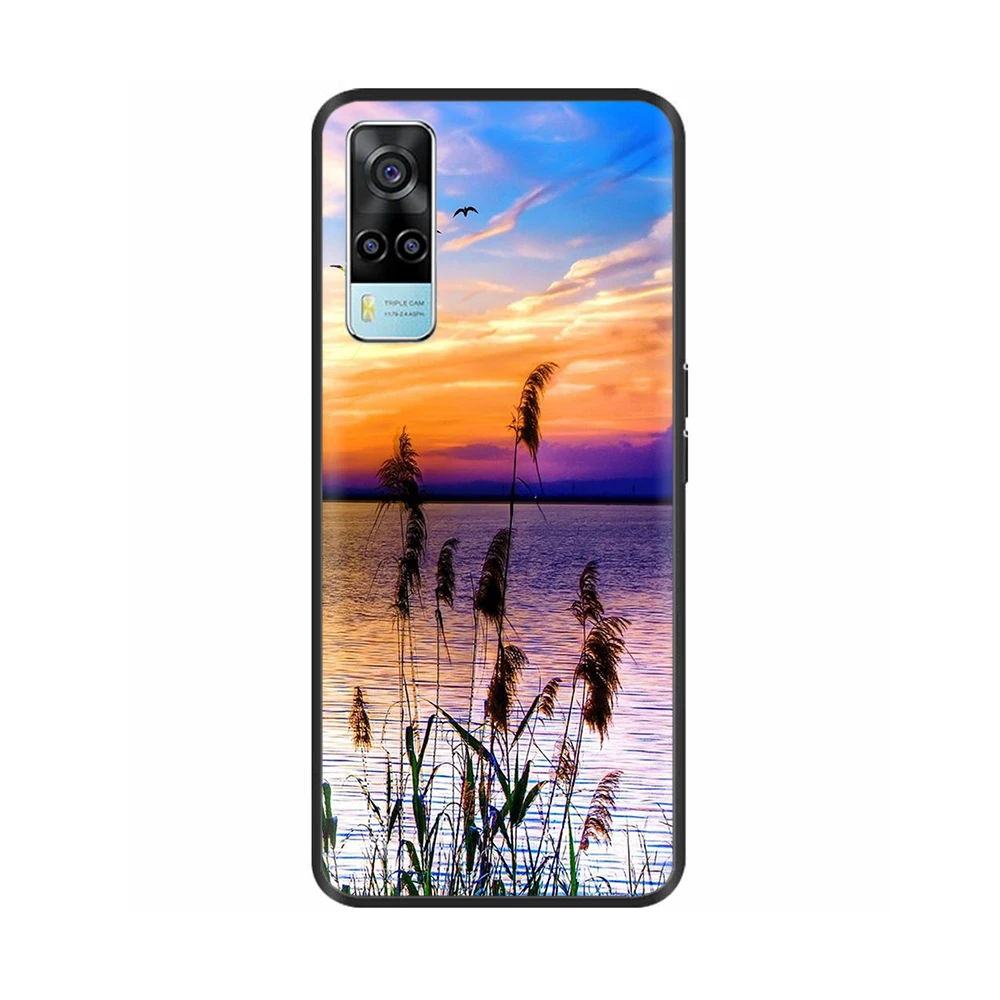 KJYF - Funda de teléfono para Vivo Y53s 4G (6.58 pulgadas), con [1 película protectora de vidrio templado], carcasa de TPU suave transparente ultrafina [antiarañazos] [antiamarillo] para Vivo Y53s 4G