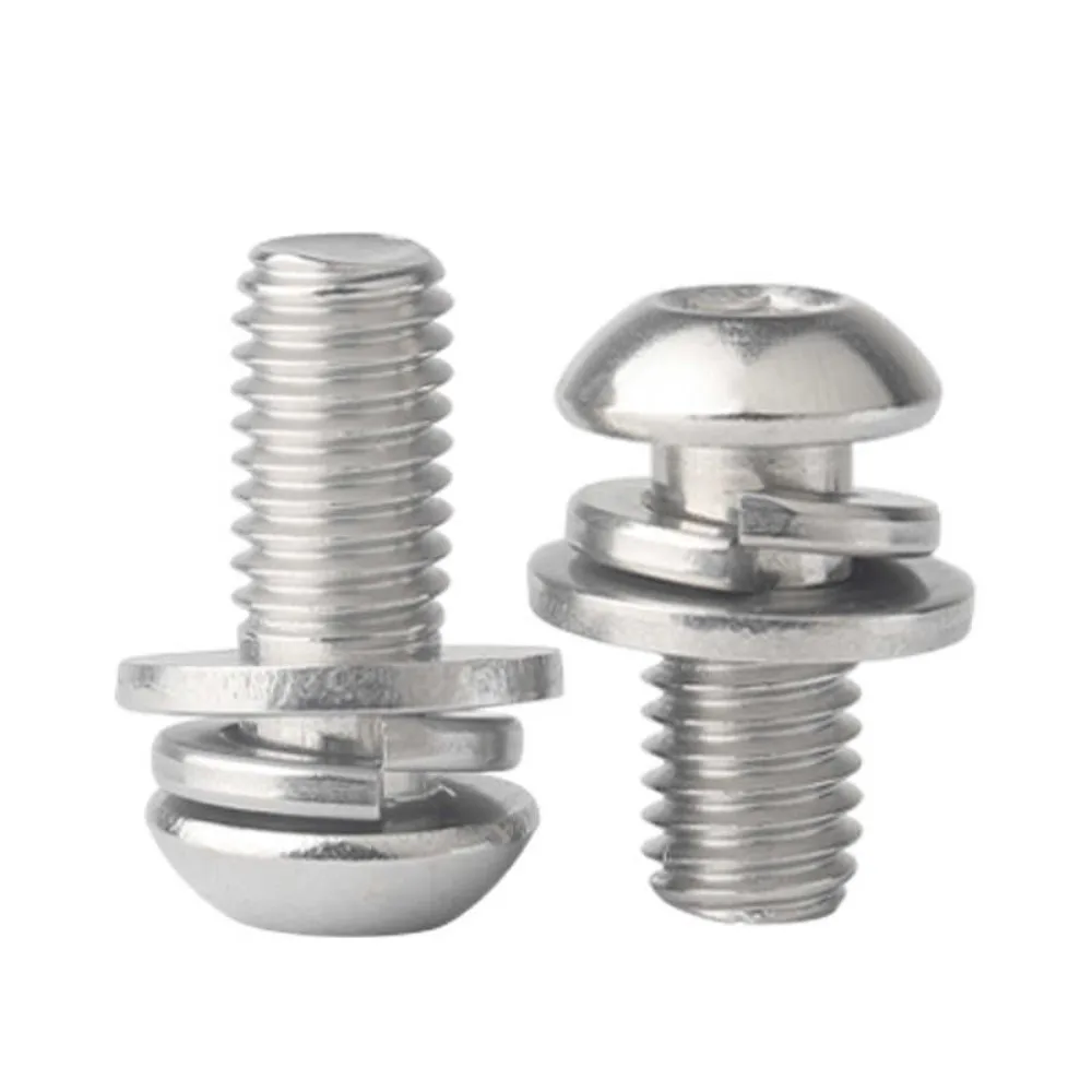 304 Stainless Steel Pre-assembled Three Combination Sem Screw M3-M6 Hexagon Socket Round Button Head Machine Fastener L=6-30mm