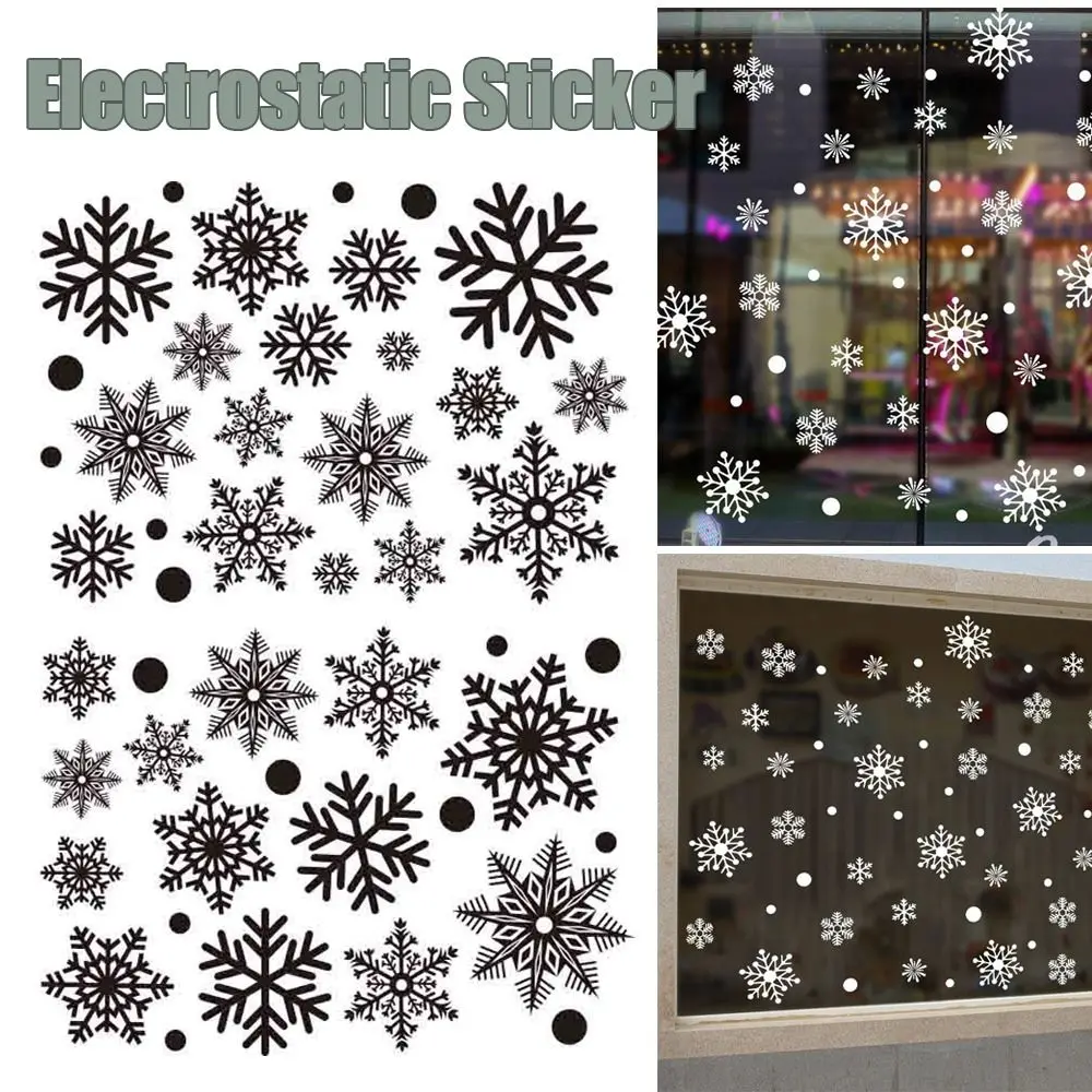 30pcs PVC Christmas Snowflakes Sticker White Snowflake Glass Clings Glass Sticker Wallpaper Electrostatic Window Decal