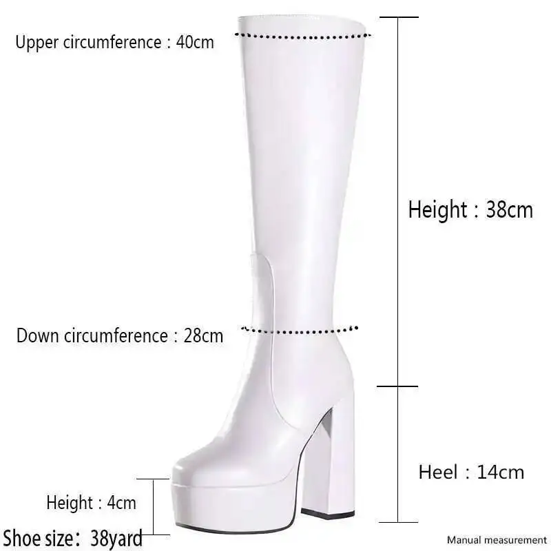 Màu Hồng Gợi Cảm Đầu Gối Giày Cao Nền Tảng Giày Cho Nữ Giày Nữ 2022 Mới Mùa Đông Thương Hiệu Vuông Cao Gót Punk Giày botas De Mujer