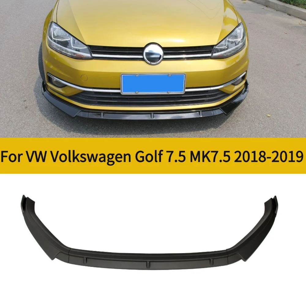 For VW Volkswagen Golf 7.5 MK7.5 2018-2019 Front Bumper Spoiler Lip Diffuser Body Kit Guard - Gloss Black Matte Black Paint Opti