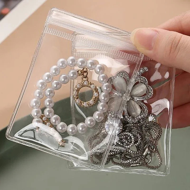 200/10pcs Self Sealing Bags Jewelry Rings Earrings Necklace Anti-Oxidation Storage Bags Organizer Transparent Packaging Pouches