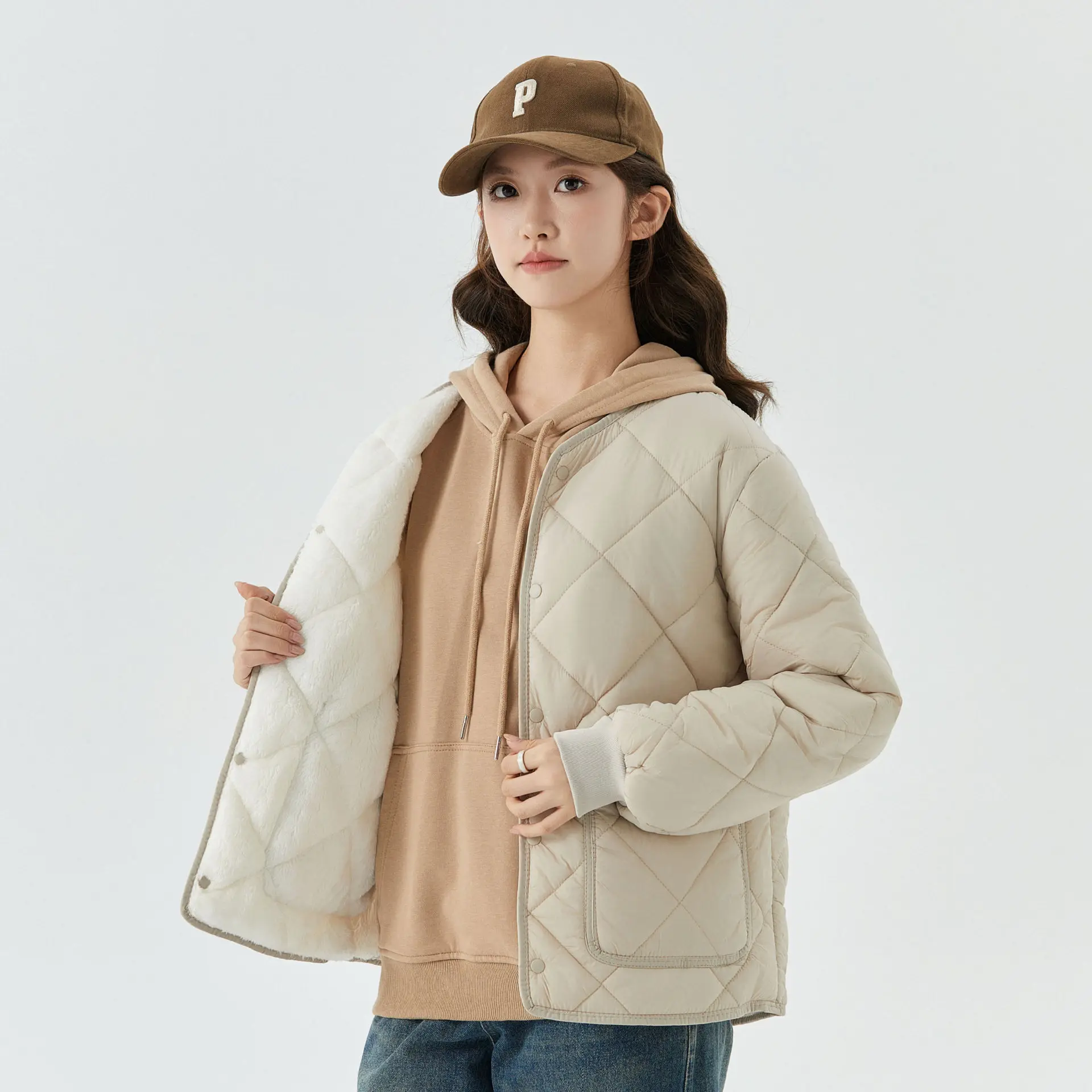 Giacca invernale taglie forti da donna, cappotto oversize foderato in pile addensato, top termici caldi a maniche lunghe, capispalla casual alla moda