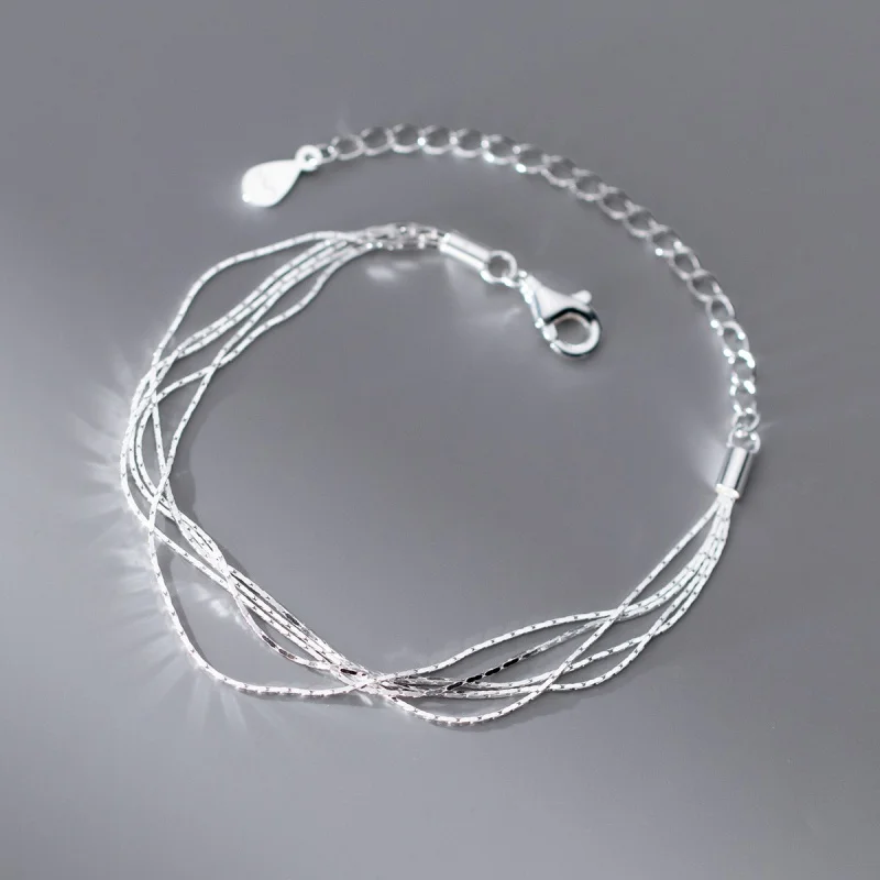 New Popular 925 Sterling Silver Jewelry Personality Exquisite Ultra-fine Multi-layer Snake Chain Bracelets  SL055