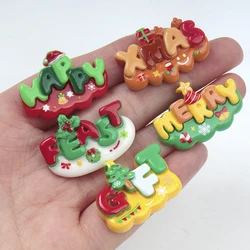 10/100PCS Resin Accessories Christmas Word Plate Series DIY Children Scrapbooking Handmade Hairclip Crafts Flatback Phone Case