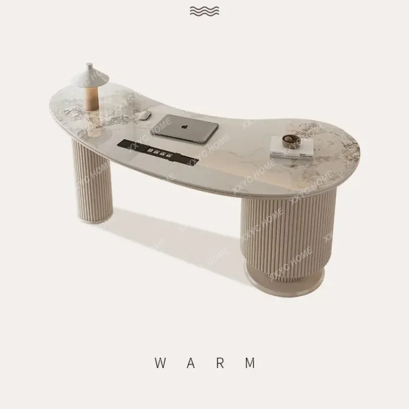 XX Cream Style Rock Plate Office Desks Modern Minimalist Study Room Entryway Computer Desk Executive Office Furniture