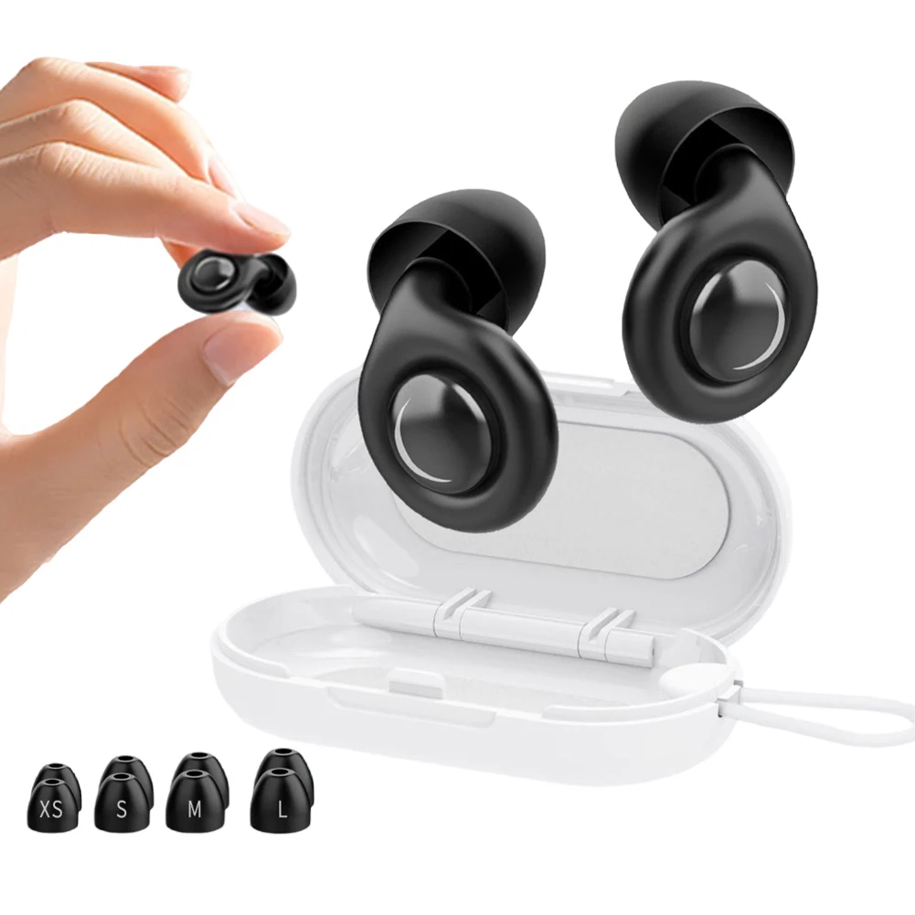 Reusable Silicone Sleep Ear Plugs W/ 10 Eartips in XS/S/M/L Noise Cancelling Ear Plugs for Sleeping Noise Sensitivity & Flights