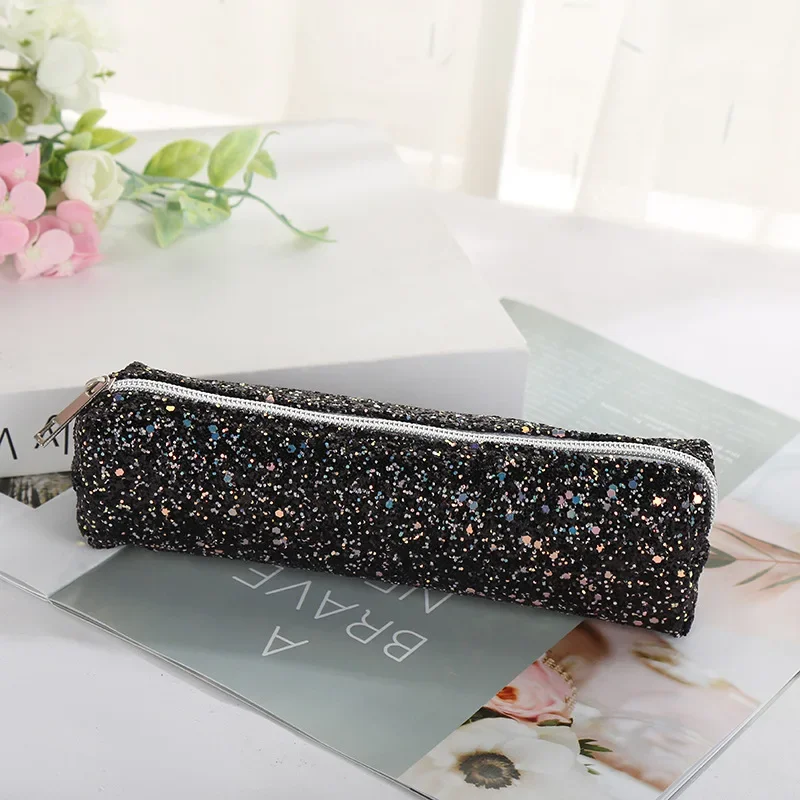 Kawaii Glitter Pencil Case Pencil Box Pencilcase Pencil Pouch Pen Bag Stationery Supplies Sequin Makeup Bag Cosmetic Bag