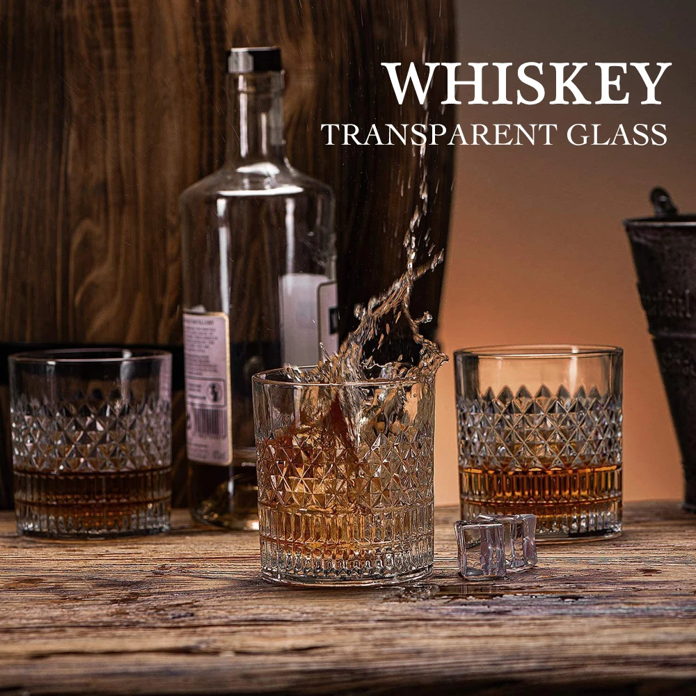 Whiskey Rocks Glass with Luxury Box - Set of 2/4, 11 Oz Transparent Whiskey Glass for Scotch, Cocktail Drinks, Unique Gifts for