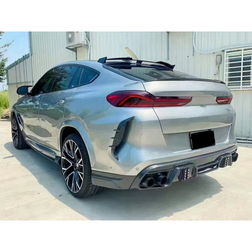 لسيارات BMW X6M F96 LD نمط ألياف الكربون الجبهة الشفاه الجانب تنورة الناشر الخلفي غطاء طقم الجسم