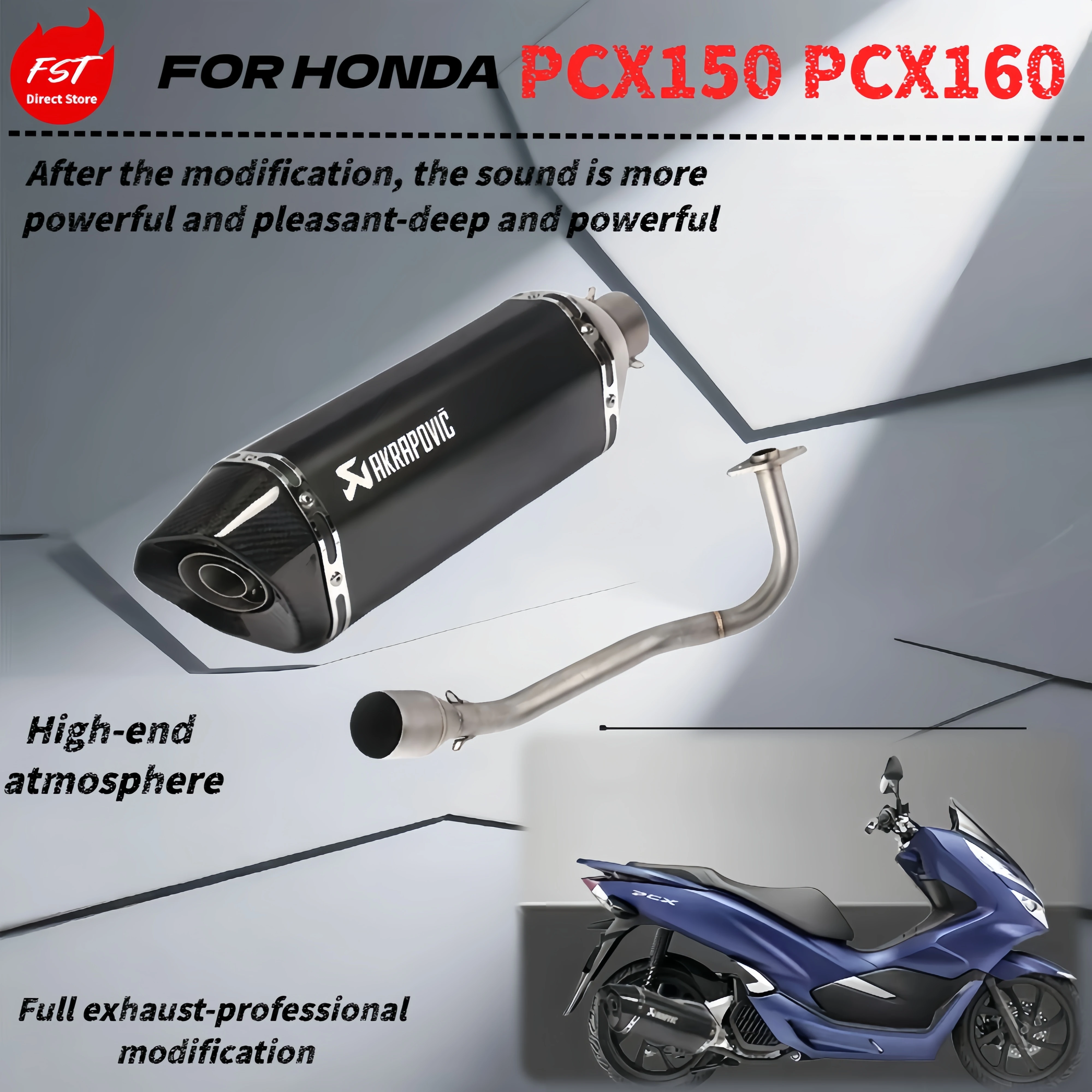 

For Honda-pcx160 150 exhaust pipe modification-pcx150 modified full exhaust-the sound is thick, pleasant and powerful