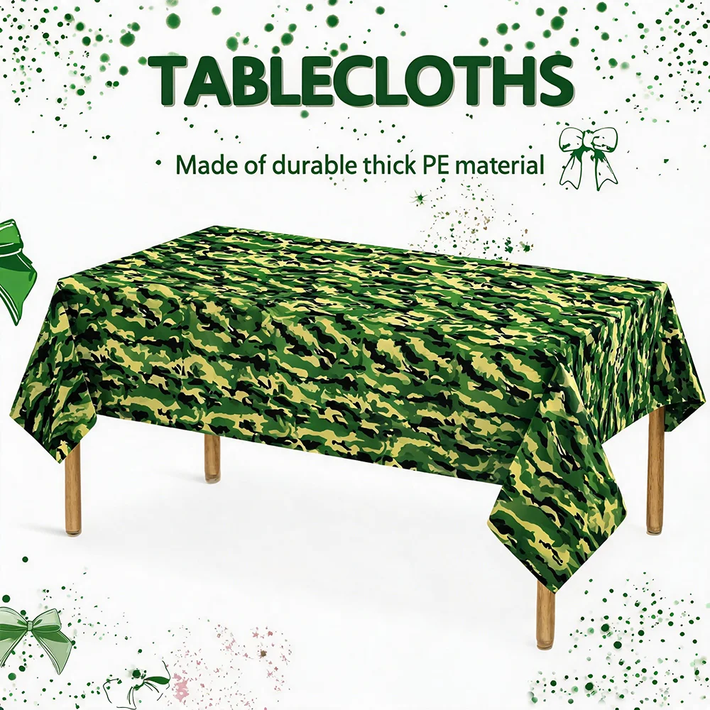 1/3/8pcs Camouflage Green Camo Plastic Table Cover Disposable Rectangle Tablecloth Army Hunting Boys Party Supplies