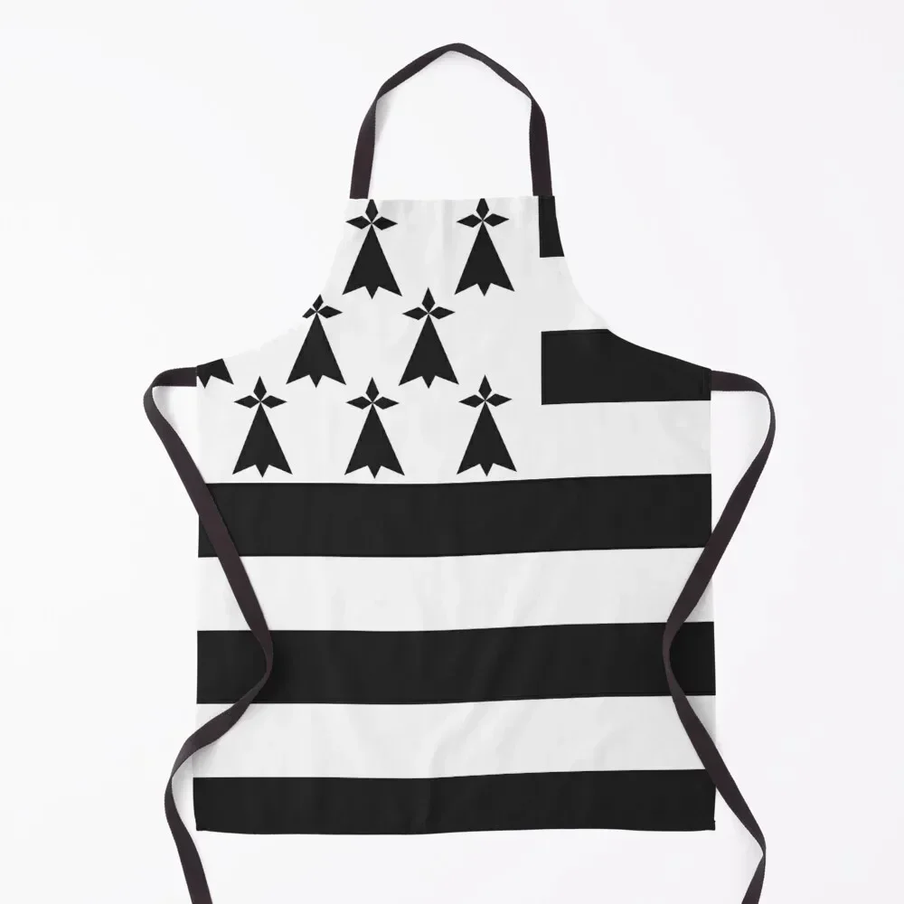 

Flag of Brittany Drapeau Breton Gwenn-ha-du Ermine black and White HD HIGH QUALITY ONLINE STORE Apron kitchen clothes Apron