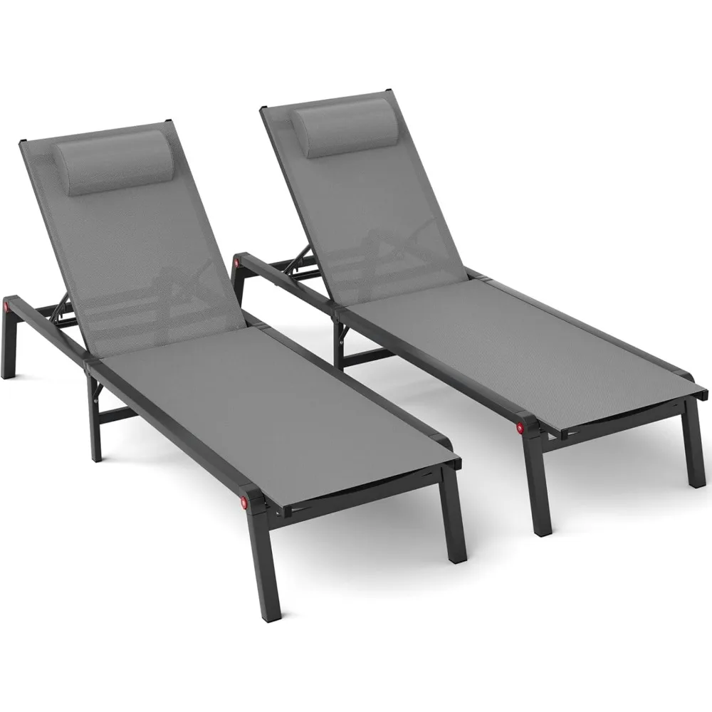 

Aluminum deck loungers A set of 2,5 adjustable backs, foldable outdoor loungers, pool loungers, lawn, deck